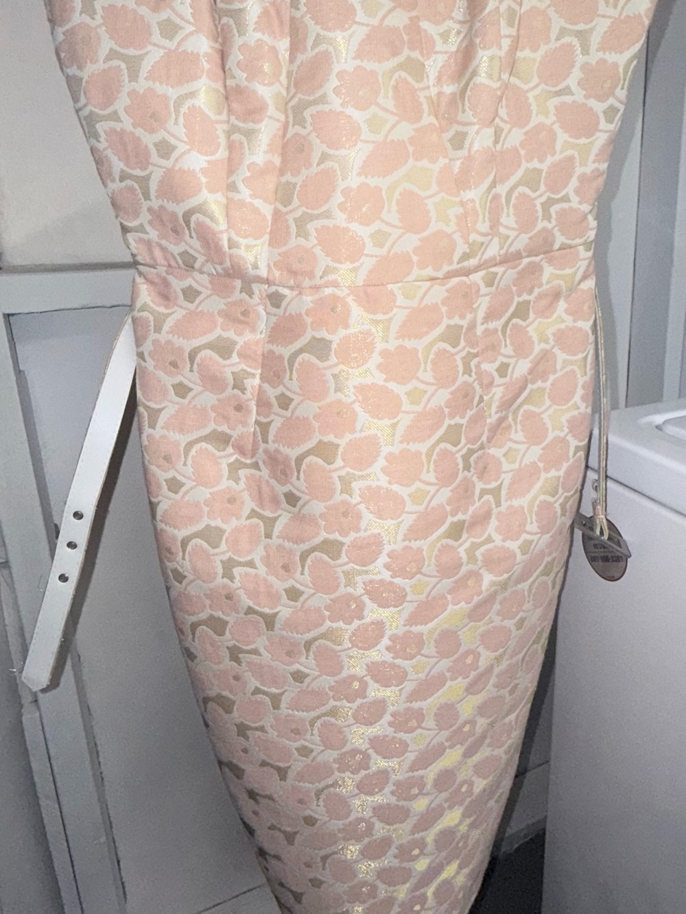 Merona Pink Floral Strapless Midi Dress with Cream Accents